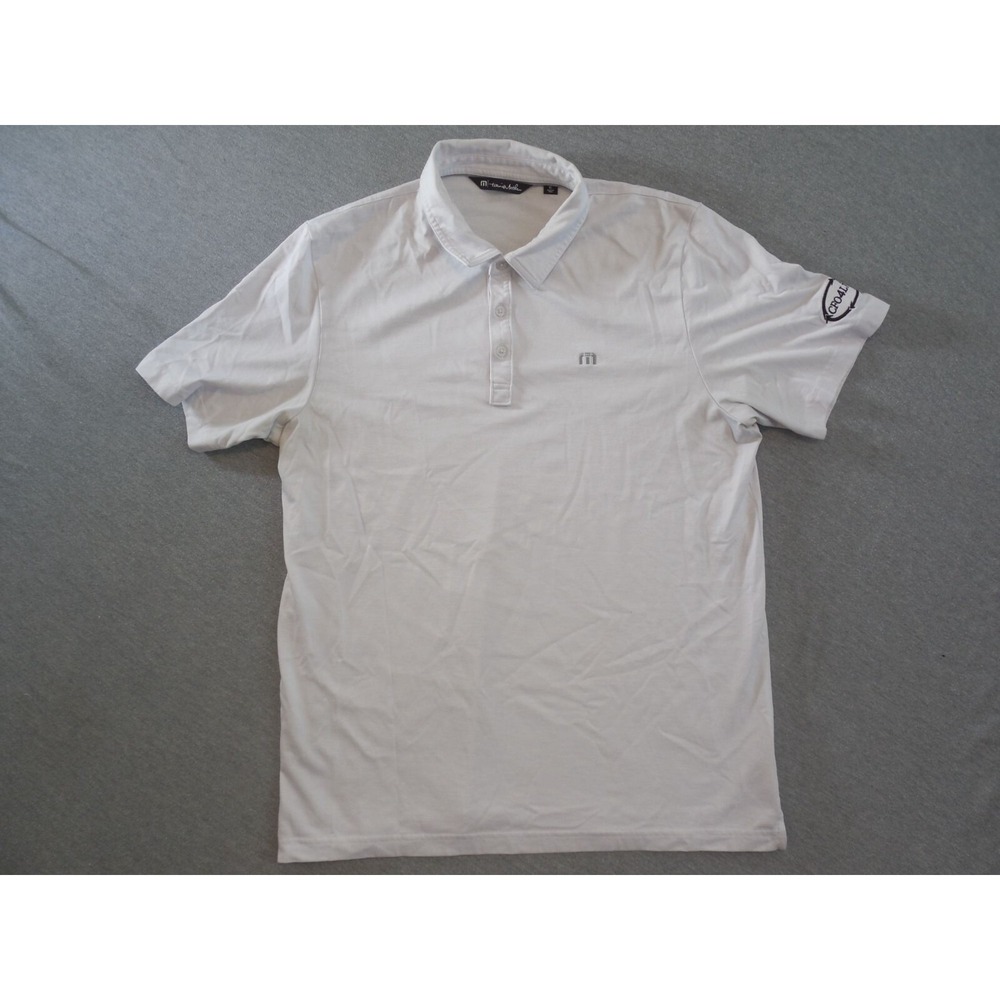 TravisMathew Golf Polo Shirt Men XL White Short Sleeve Prestige Tech Tee Preppy